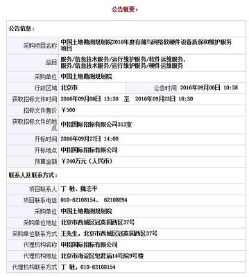 聚焦中國土地勘測規(guī)劃院2016年度IT基礎(chǔ)設(shè)施維保服務(wù)項目再招標